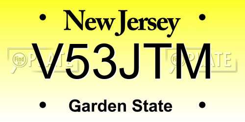V53JTM New Jersey License Plate