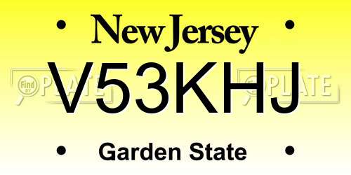 V53KHJ New Jersey License Plate