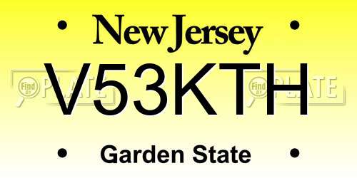 V53KTH New Jersey License Plate