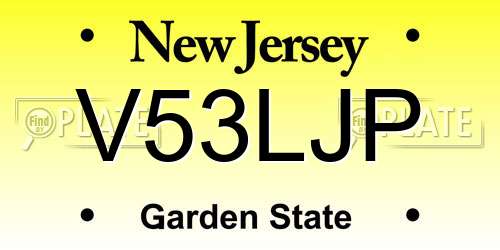 V53LJP New Jersey License Plate