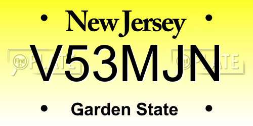V53MJN New Jersey License Plate