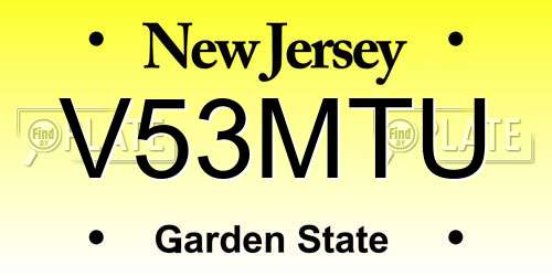 V53MTU New Jersey License Plate