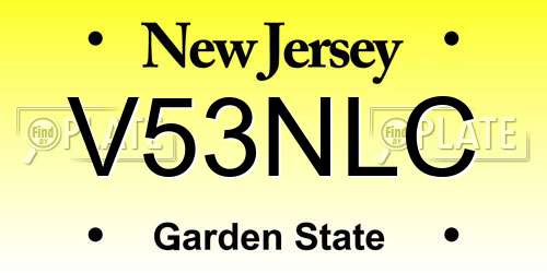 V53NLC New Jersey License Plate