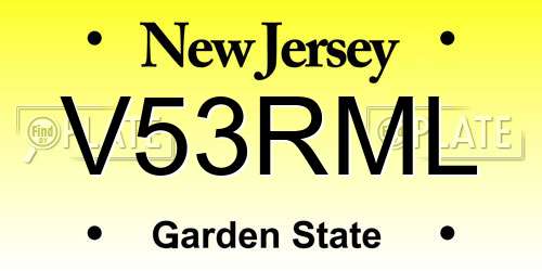 V53RML New Jersey License Plate