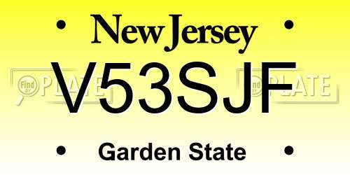 V53SJF New Jersey License Plate