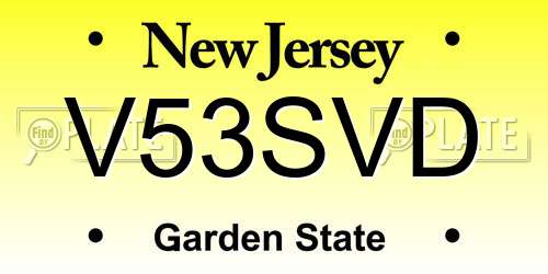 V53SVD New Jersey License Plate
