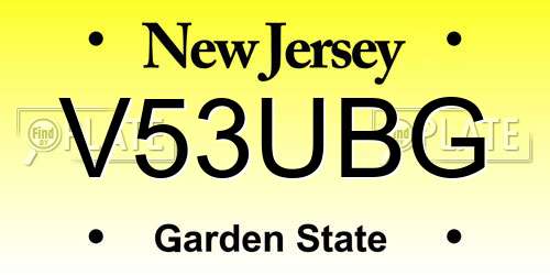 V53UBG New Jersey License Plate