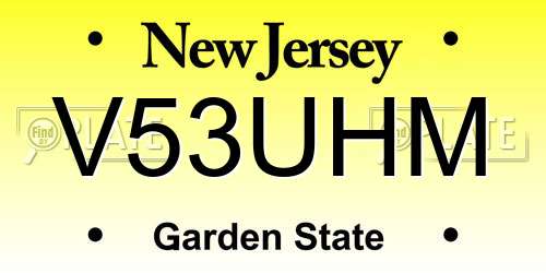 V53UHM New Jersey License Plate