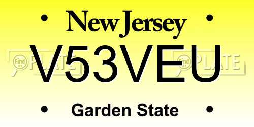 V53VEU New Jersey License Plate