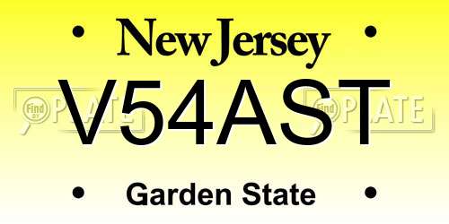 V54AST New Jersey License Plate