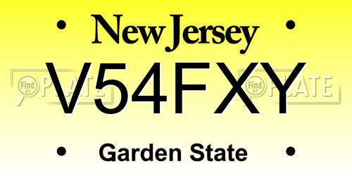 V54FXY New Jersey License Plate
