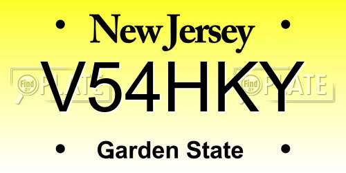 V54HKY New Jersey License Plate