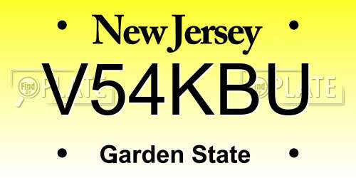 V54KBU New Jersey License Plate