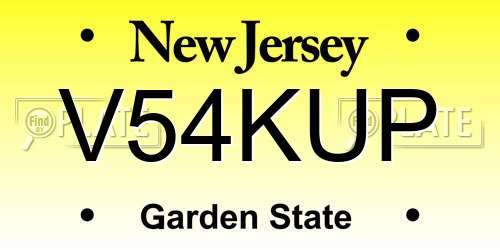 V54KUP New Jersey License Plate
