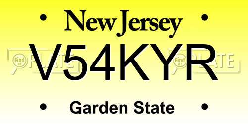 V54KYR New Jersey License Plate