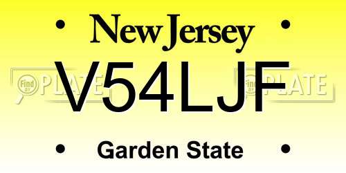 V54LJF New Jersey License Plate