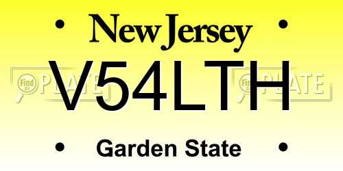 V54LTH New Jersey License Plate