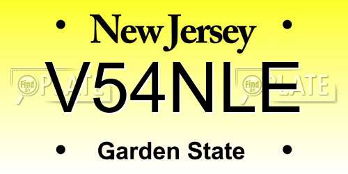 V54NLE New Jersey License Plate