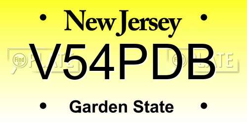 V54PDB New Jersey License Plate