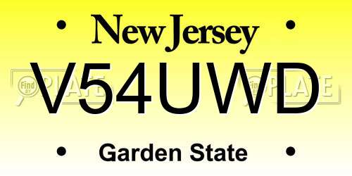 V54UWD New Jersey License Plate