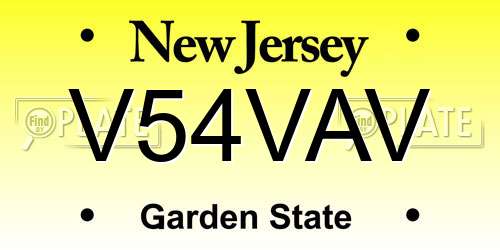 V54VAV New Jersey License Plate