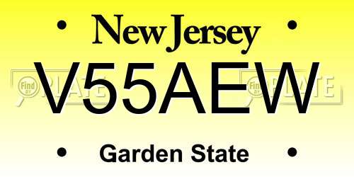 V55AEW New Jersey License Plate