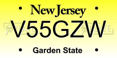 V55GZW New Jersey License Plate