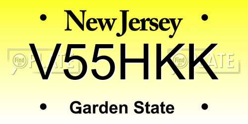 V55HKK New Jersey License Plate
