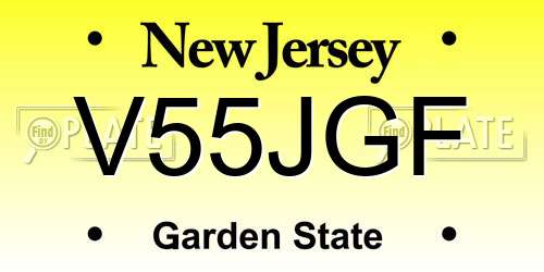 V55JGF New Jersey License Plate