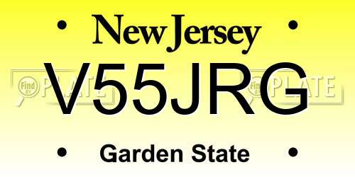 V55JRG New Jersey License Plate
