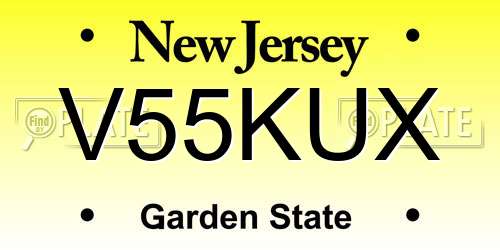 V55KUX New Jersey License Plate