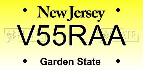 V55RAA New Jersey License Plate