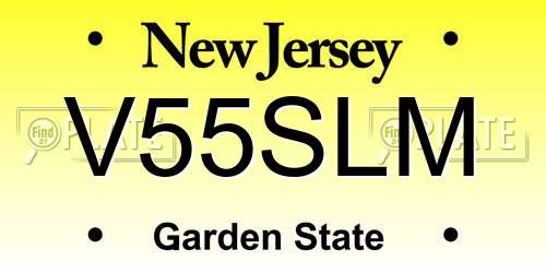 V55SLM New Jersey License Plate