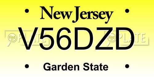 V56DZD New Jersey License Plate