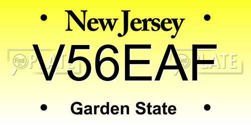 V56EAF New Jersey License Plate