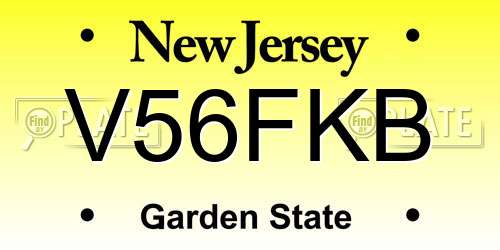 V56FKB New Jersey License Plate