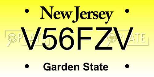 V56FZV New Jersey License Plate