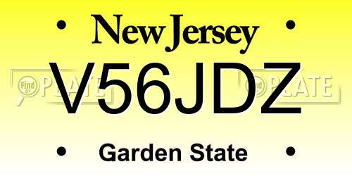 V56JDZ New Jersey License Plate