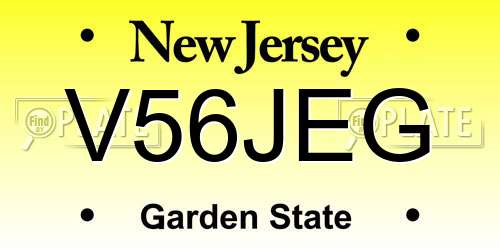 V56JEG New Jersey License Plate