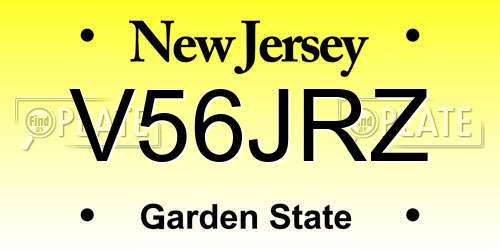 V56JRZ New Jersey License Plate