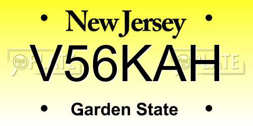 V56KAH New Jersey License Plate