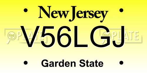 V56LGJ New Jersey License Plate