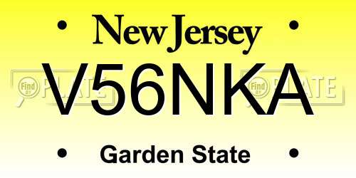 V56NKA New Jersey License Plate