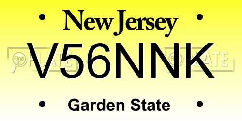 V56NNK New Jersey License Plate
