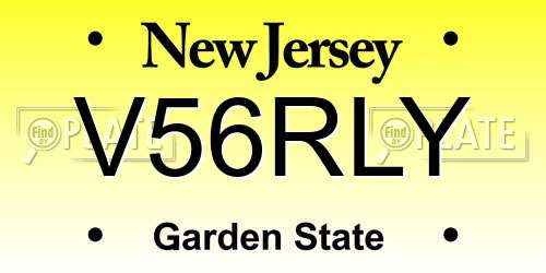 V56RLY New Jersey License Plate