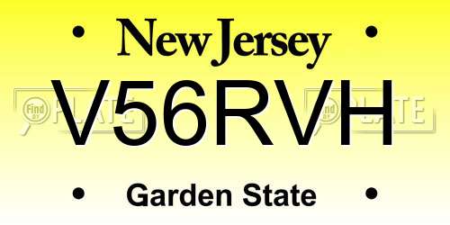 V56RVH New Jersey License Plate
