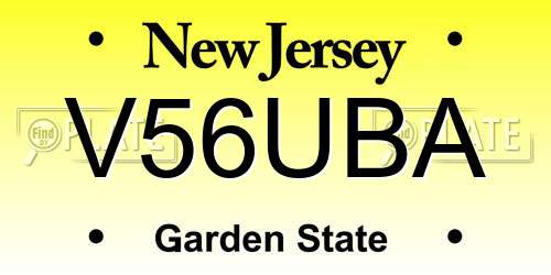V56UBA New Jersey License Plate