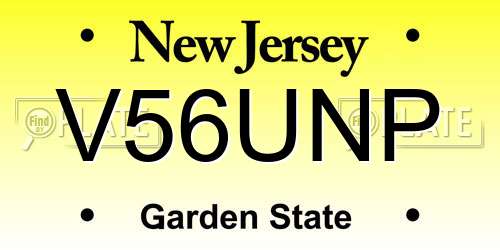 V56UNP New Jersey License Plate