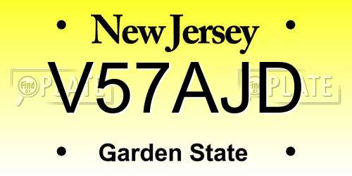 V57AJD New Jersey License Plate