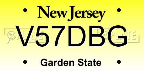 V57DBG New Jersey License Plate